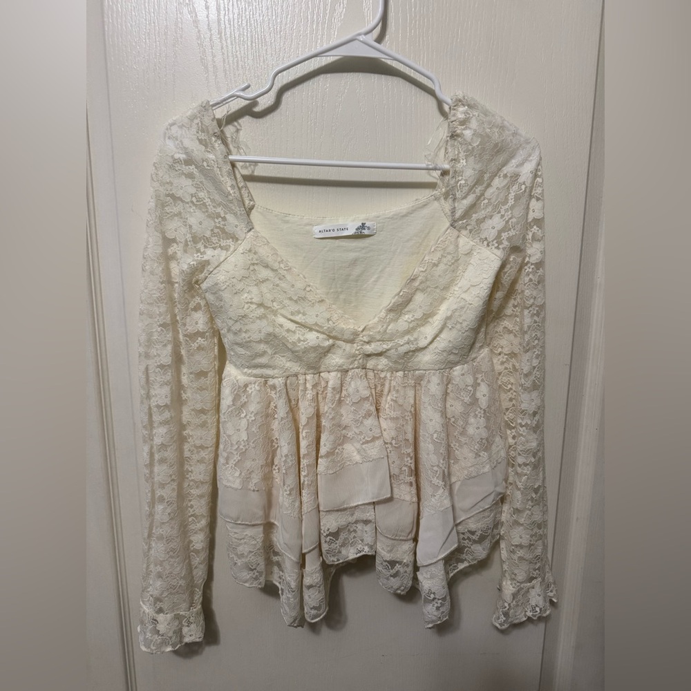Altar'd State Cream Lace Blouse